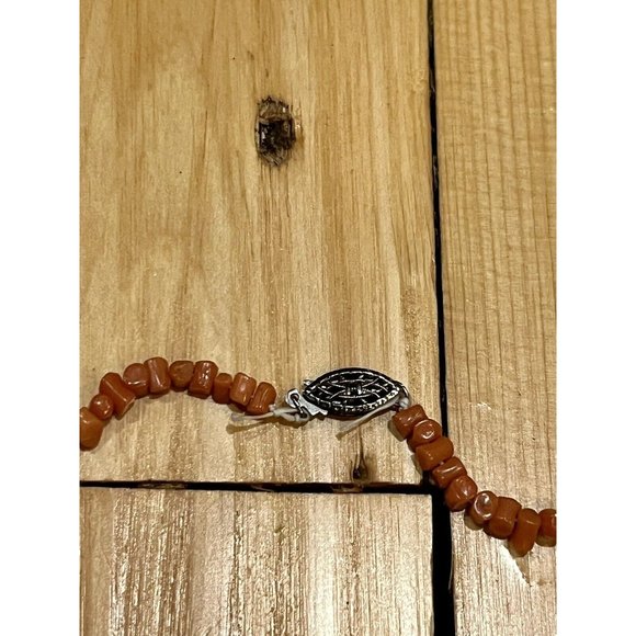 Vintage Retro Red String Necklace With Sterling Silver Findings Clasp - Picture 4 of 5